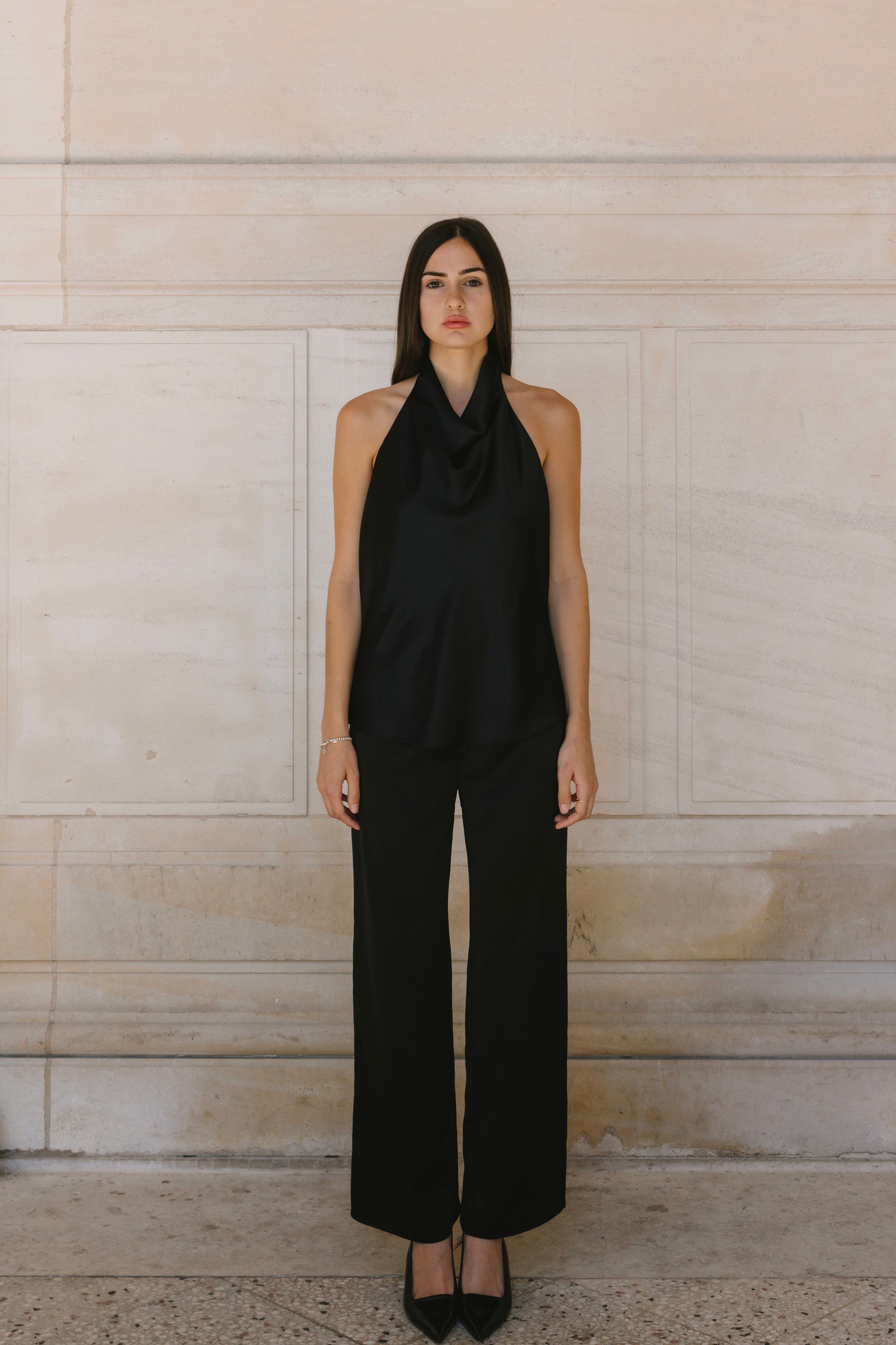 Drape Back Satin Top