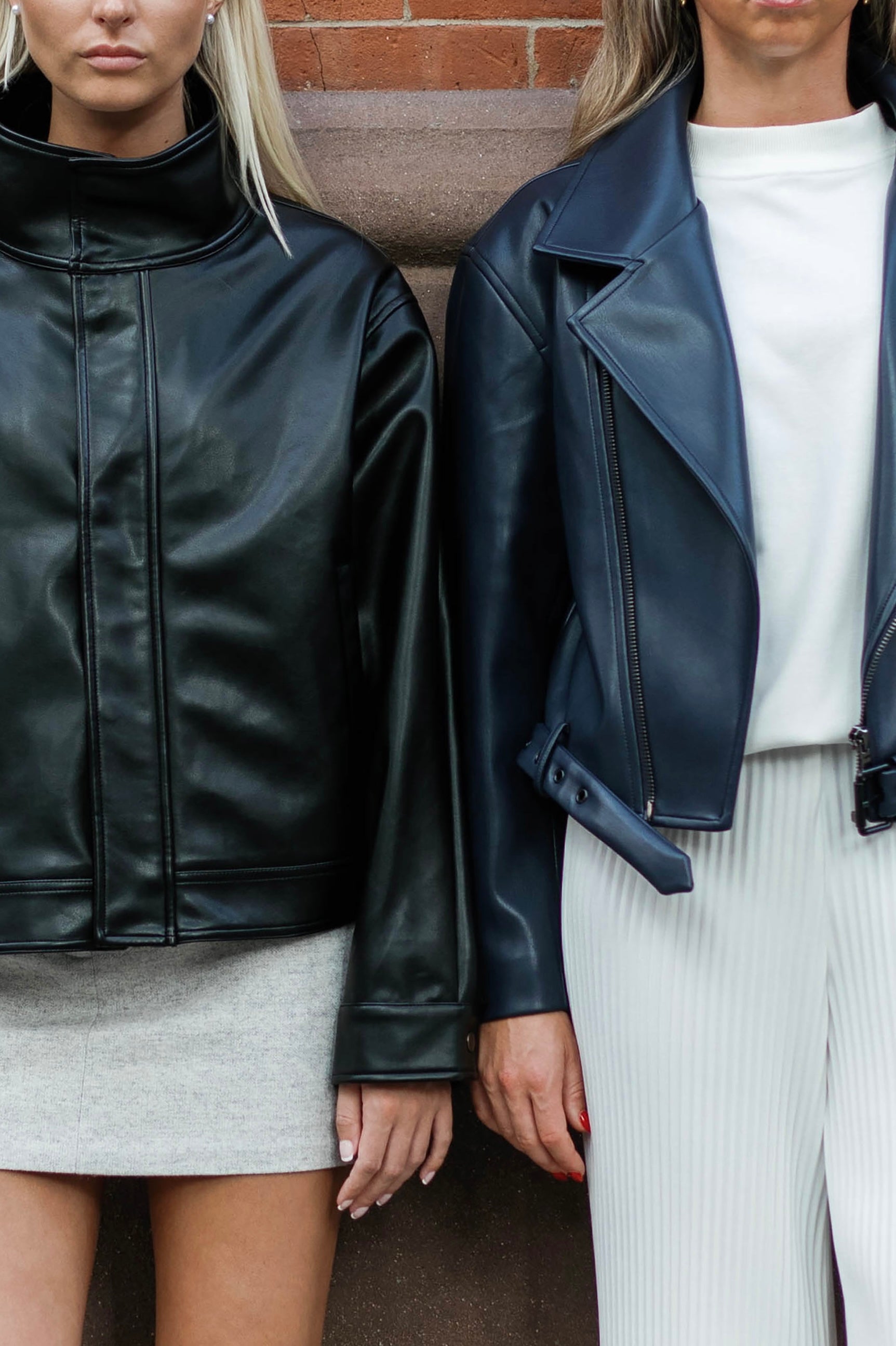 Mock Neck Vegan Leather Jacket