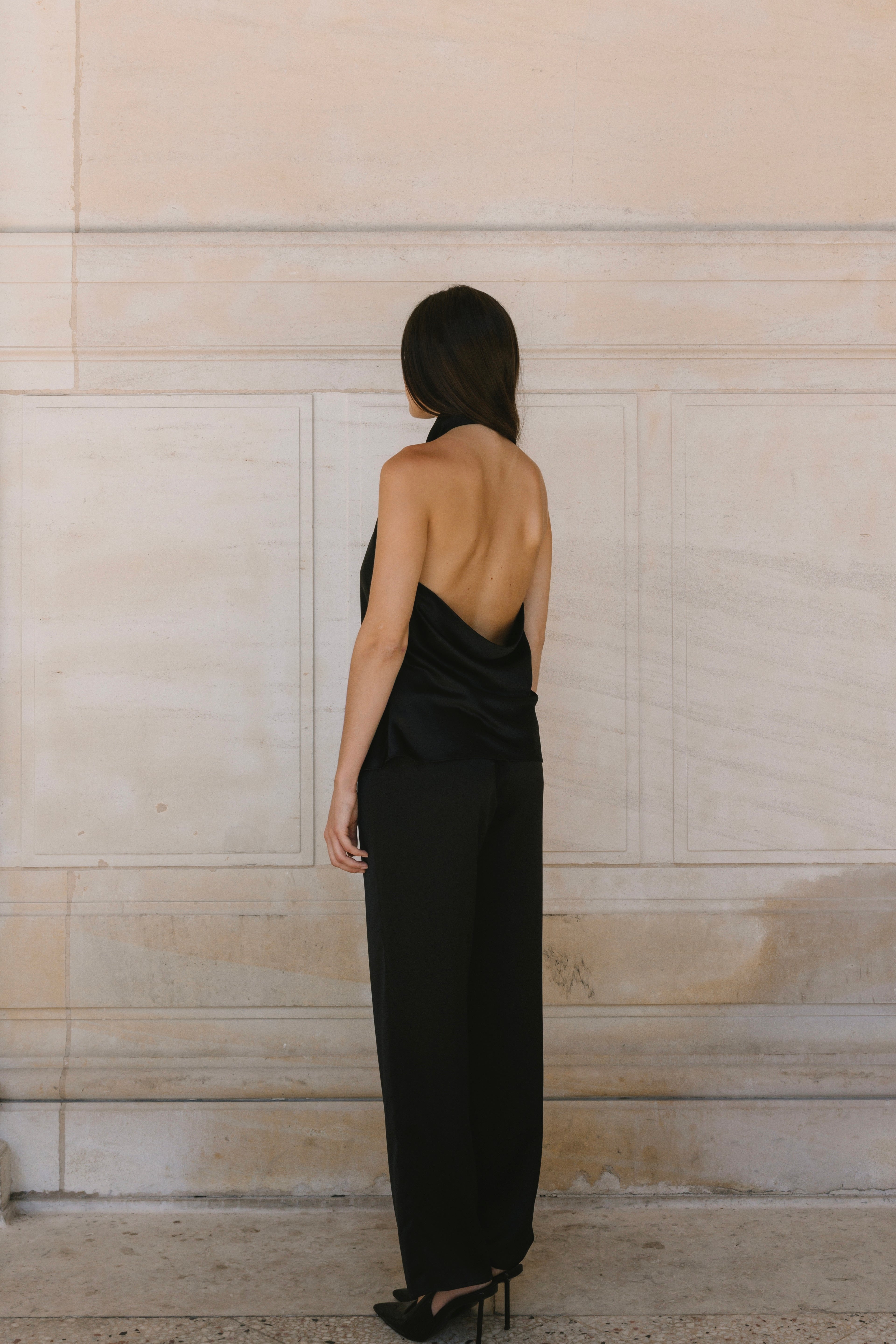 Drape Back Satin Top