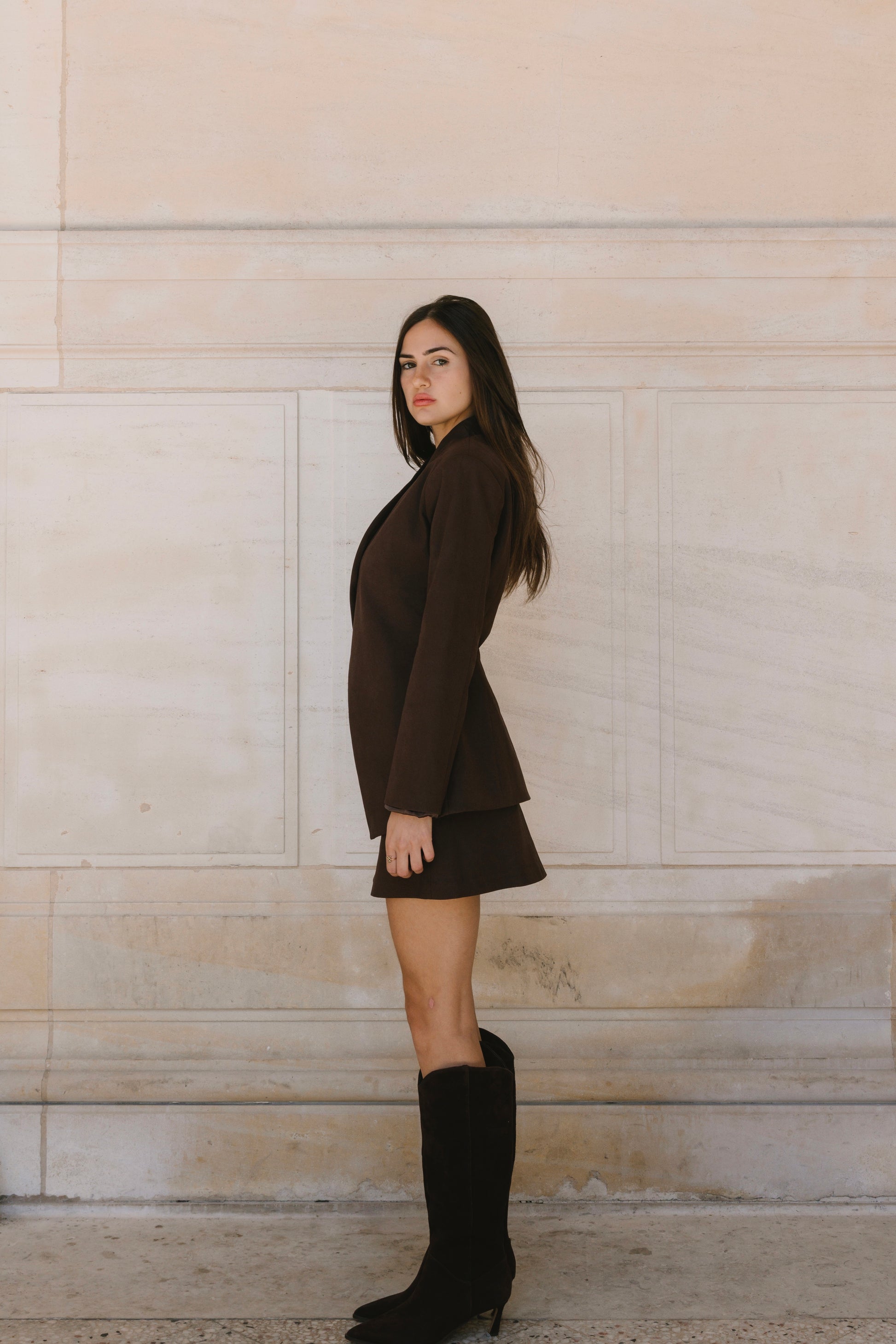 Vegan Suede Crossover Blazer
