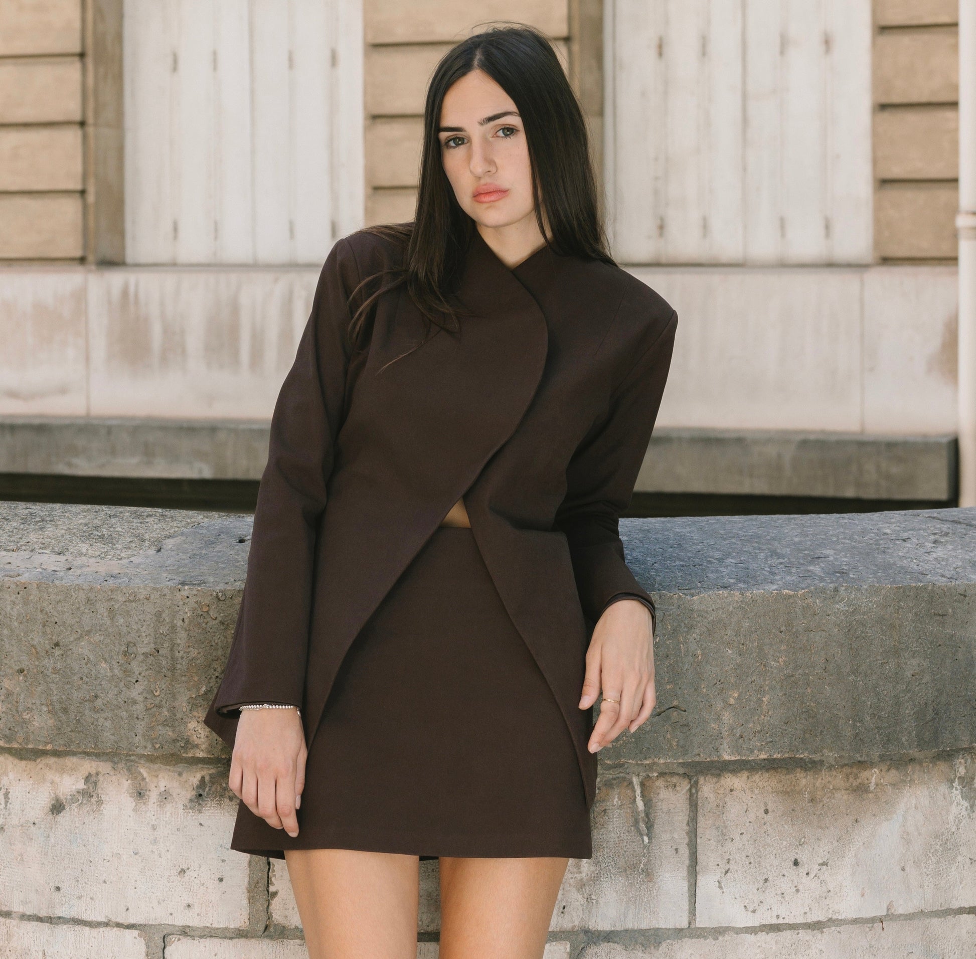 Vegan Suede Crossover Blazer