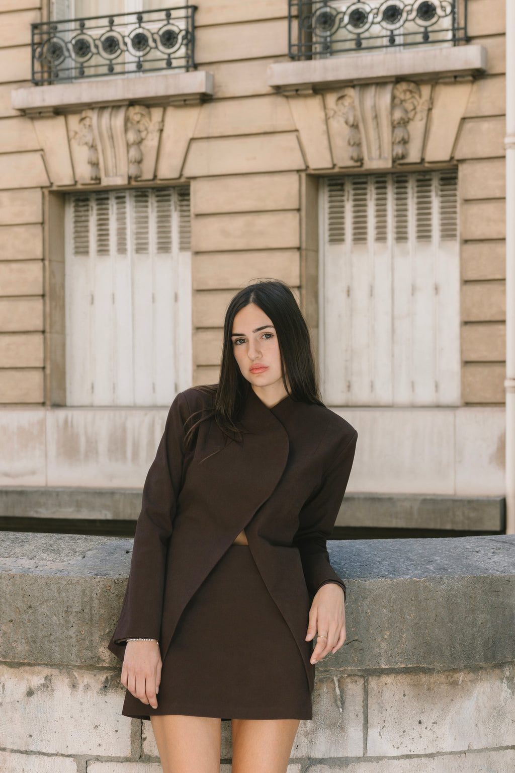 Vegan Suede Crossover Blazer