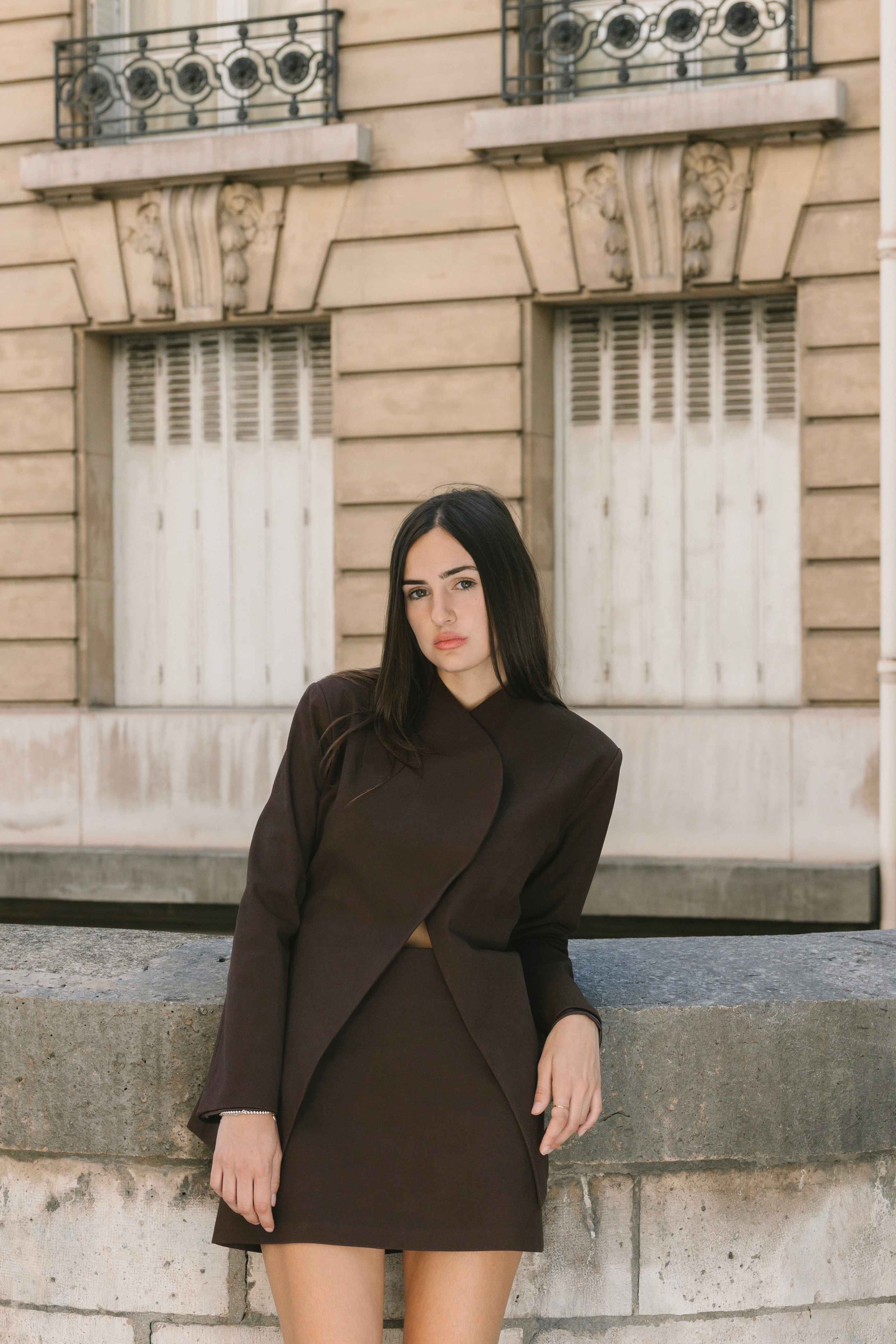 Vegan Suede Crossover Blazer