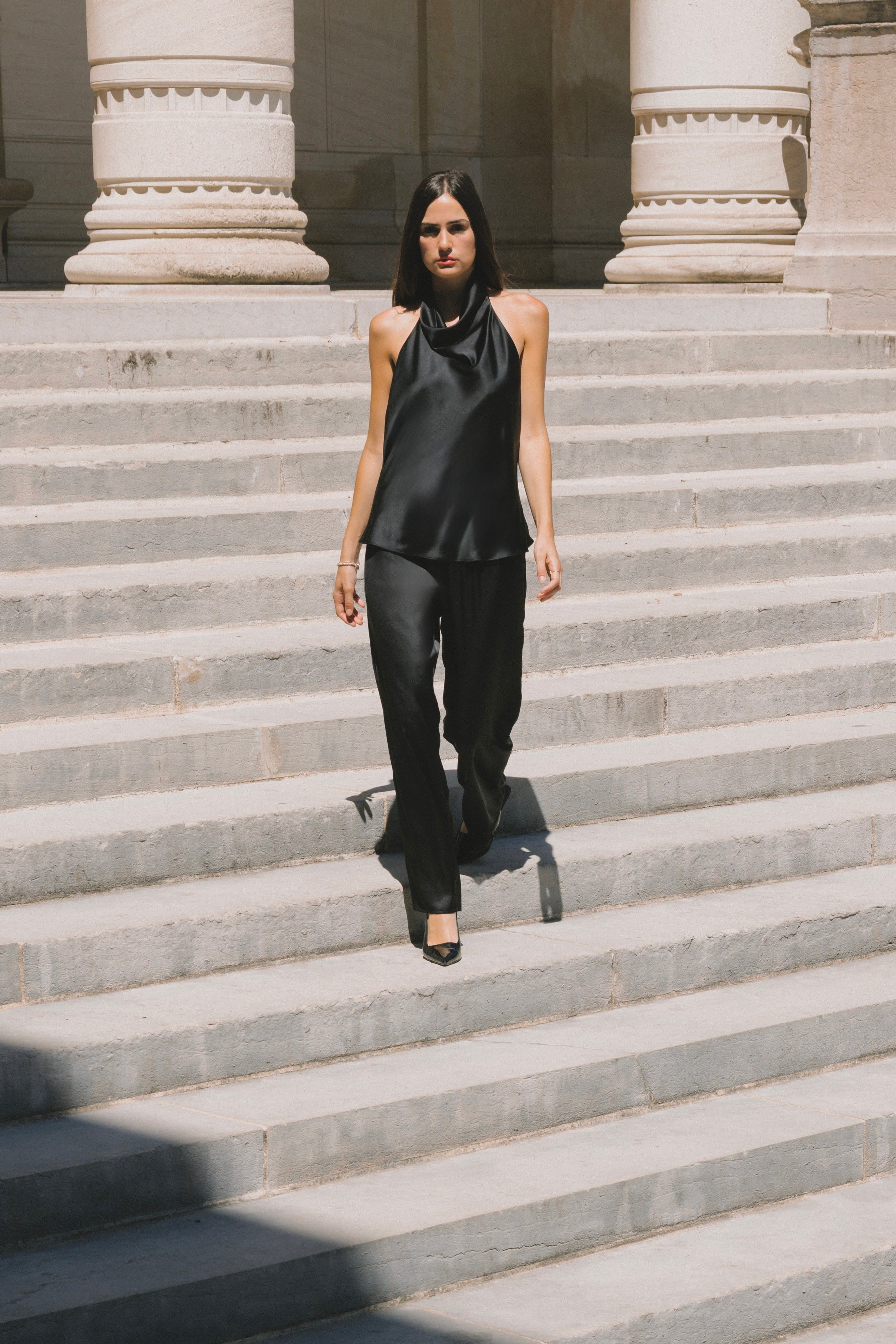 Drape Back Satin Top