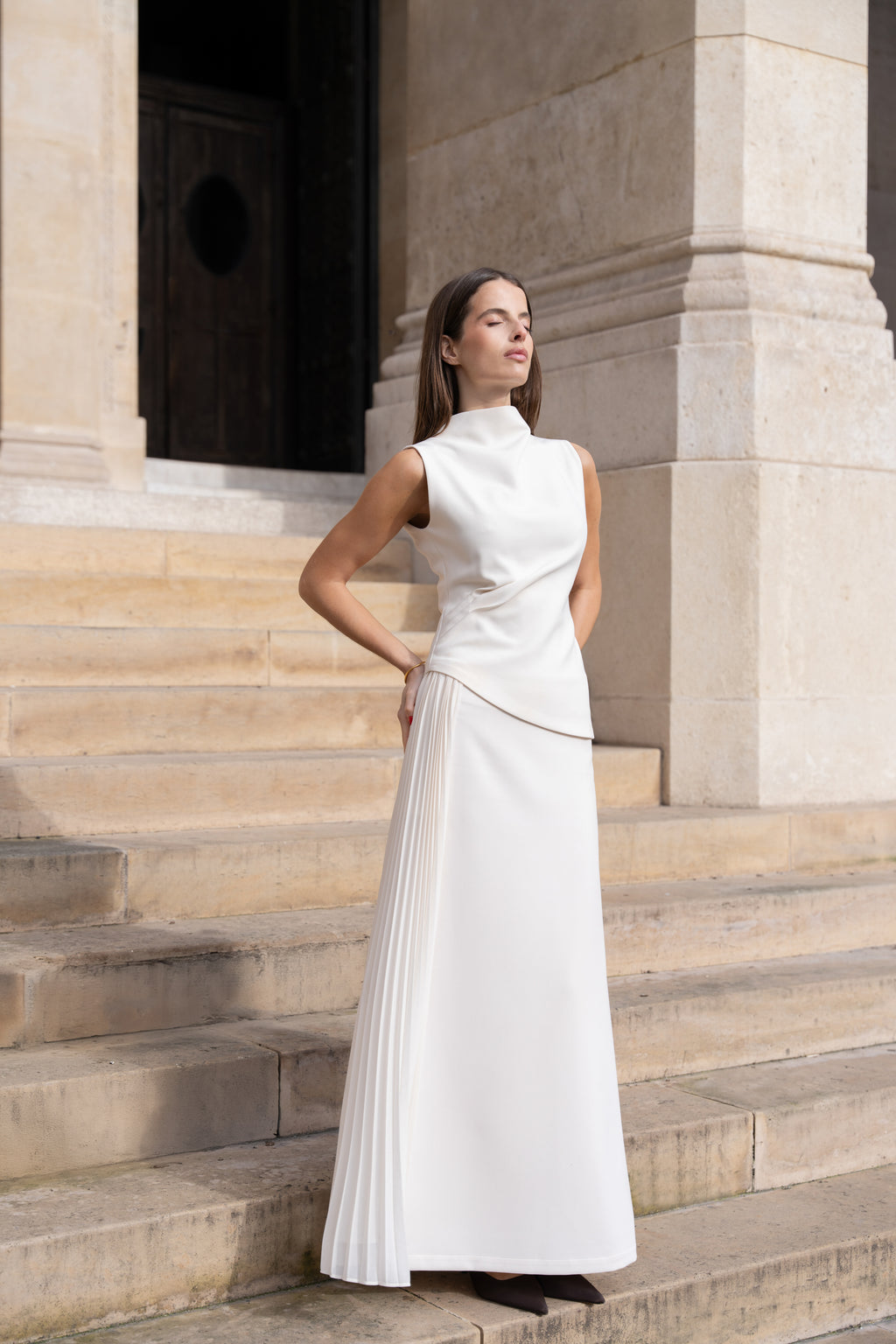 High Neck Crepe Top