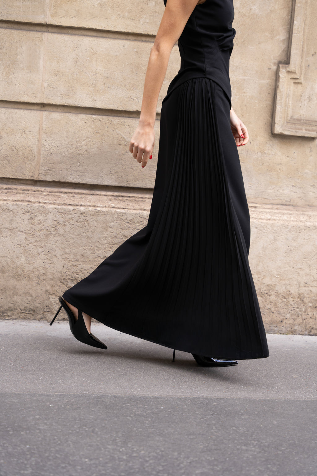 Side Pleat Maxi Skirt