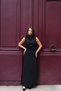High neck crepe top by steph alise, sleeveless with a slight mock neck