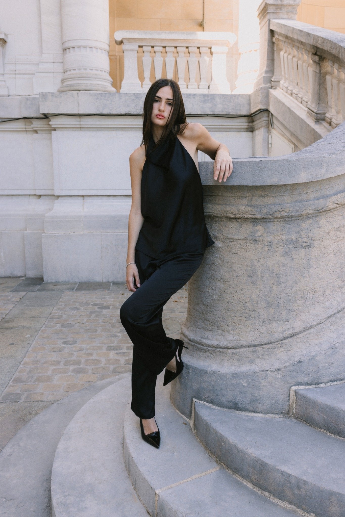 Drape Back Satin Top