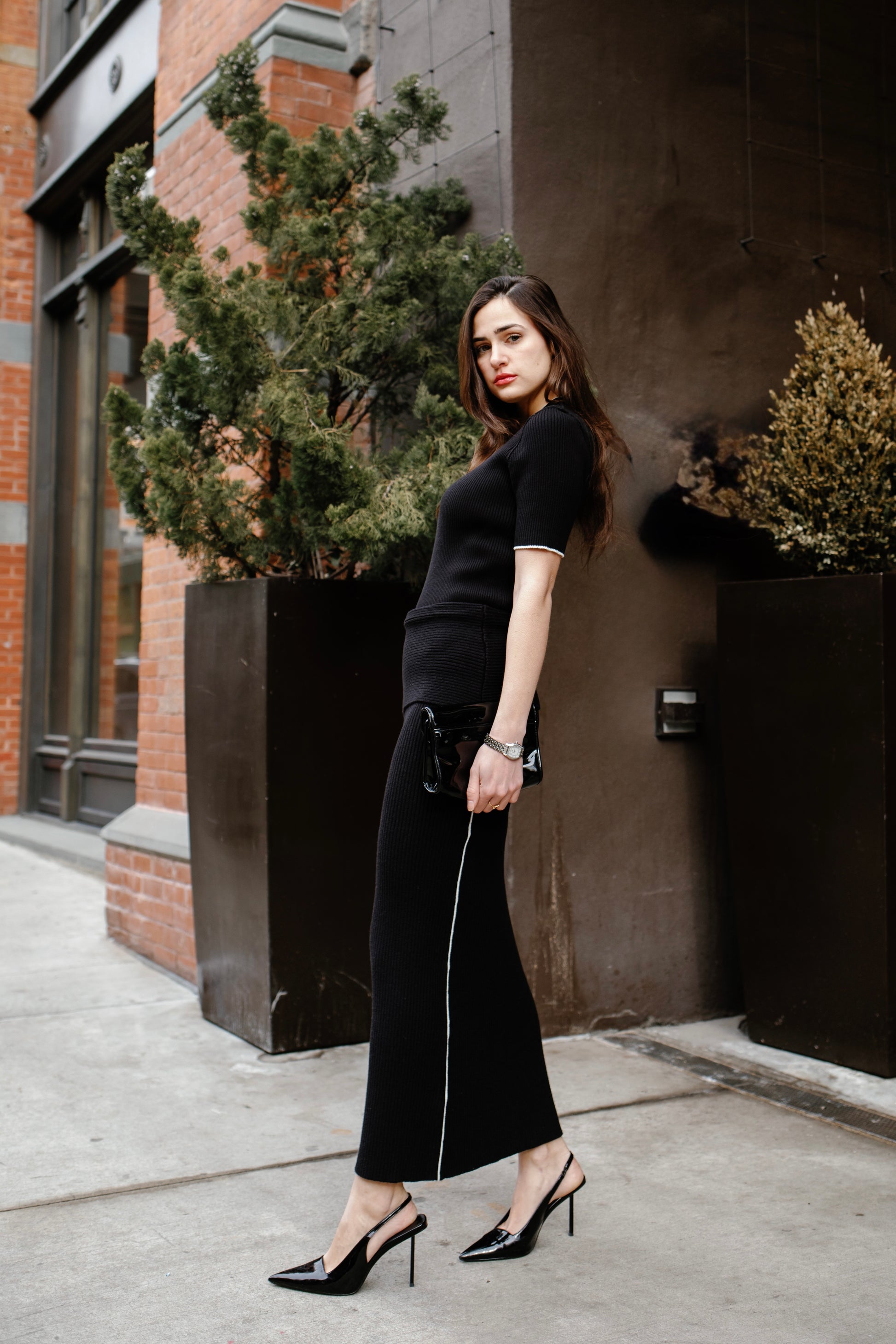 Knit Side Pipe Skirt