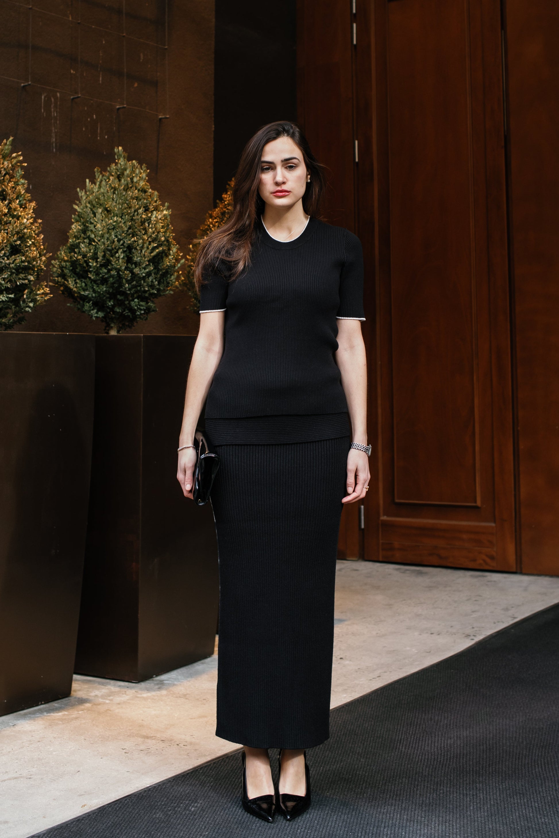 Knit Side Pipe Skirt
