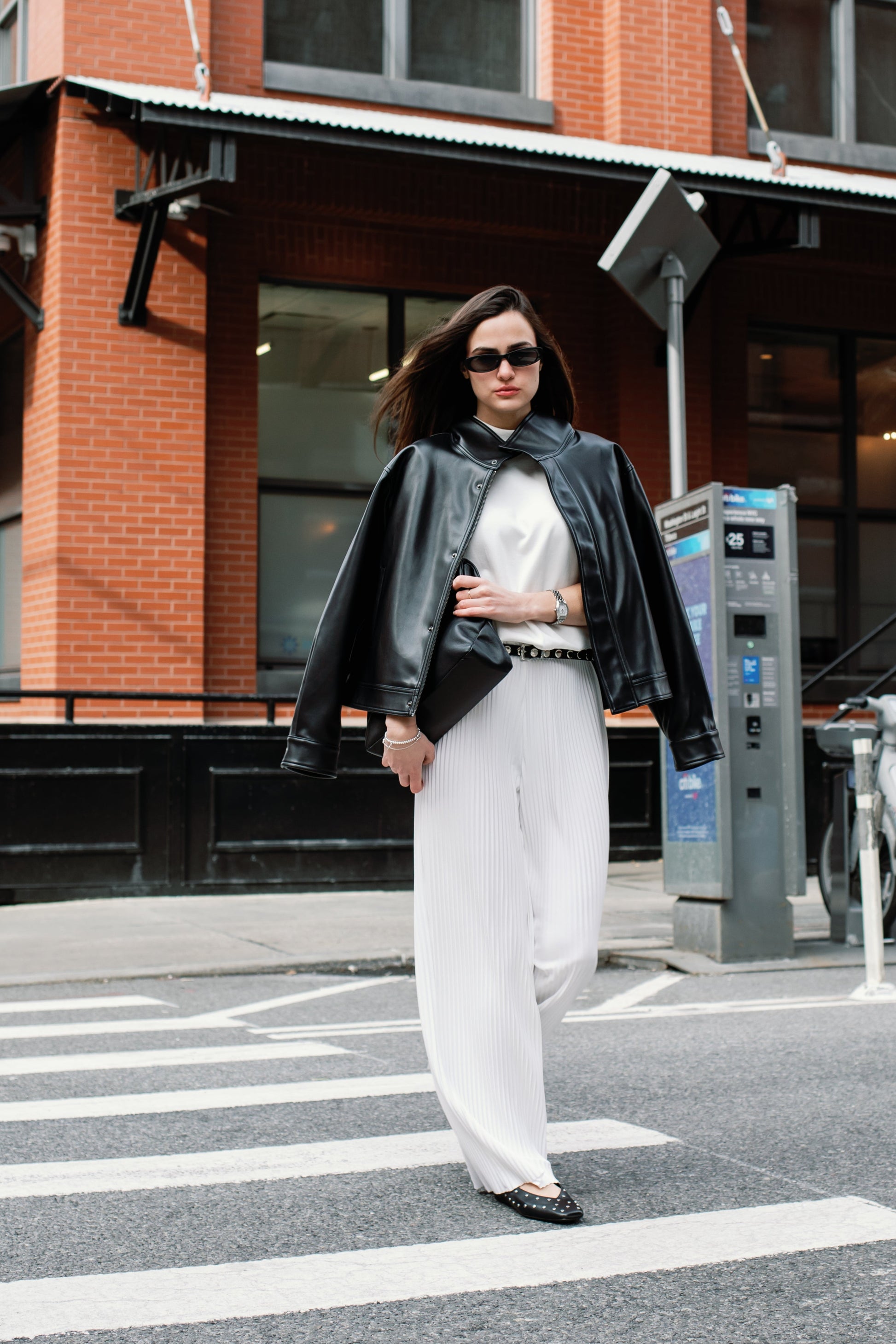 Mock Neck Vegan Leather Jacket