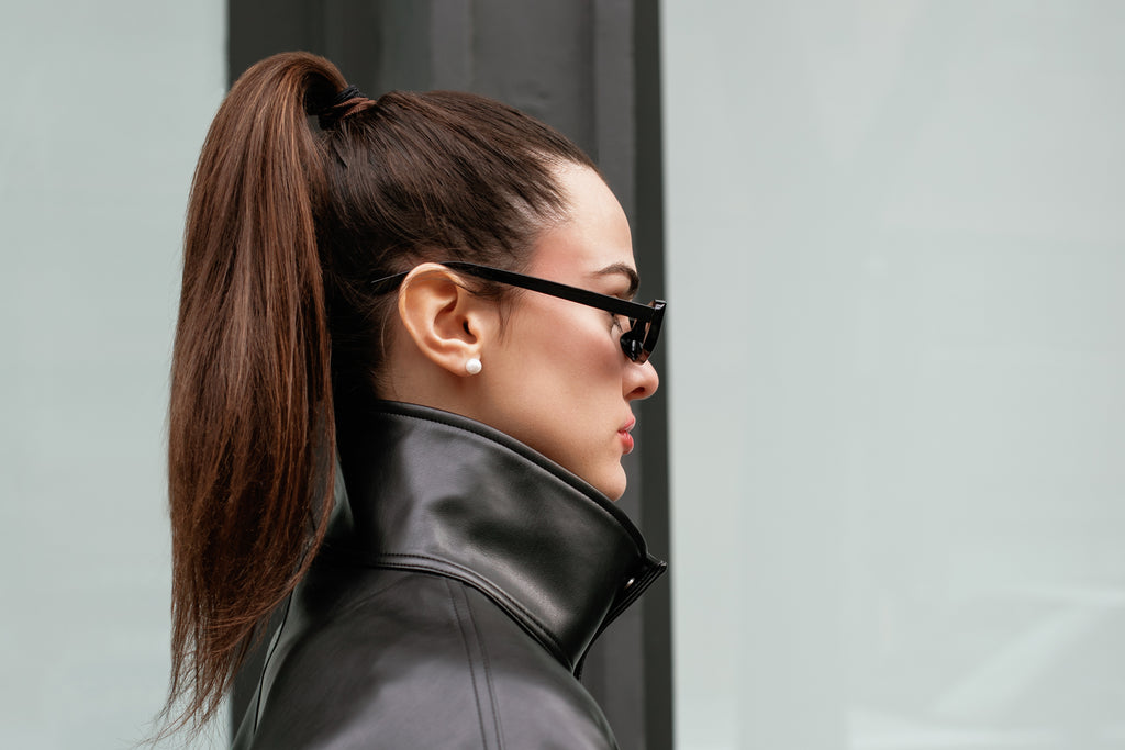 Mock Neck Vegan Leather Jacket