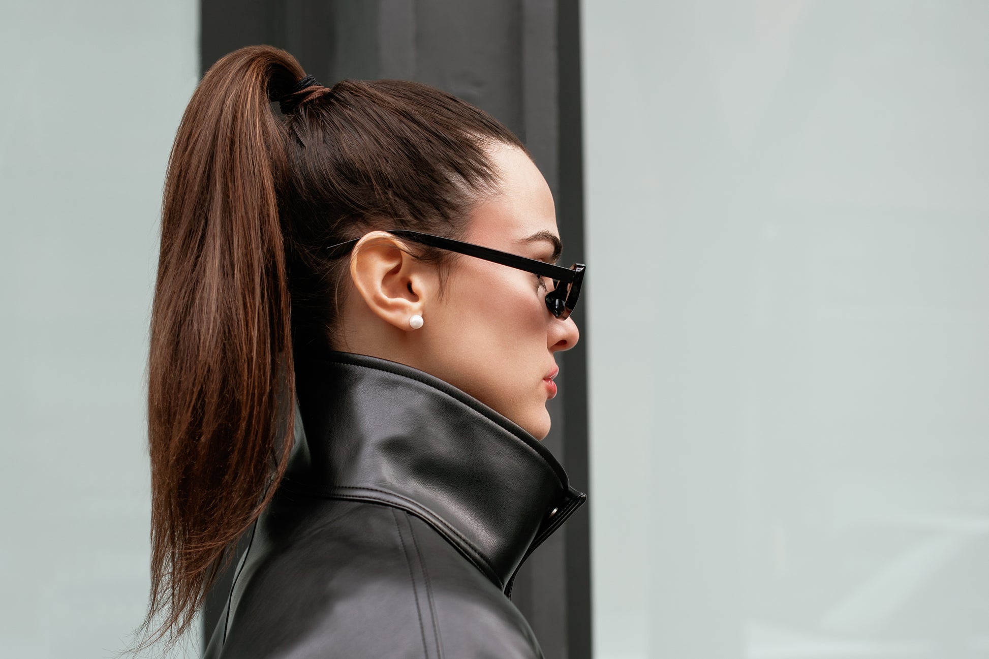 Mock Neck Vegan Leather Jacket